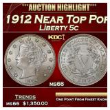 1912 Liberty Nickel Near Top Pop 5c ms66 SEGS