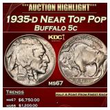 1935-d Buffalo Nickel Near Top Pop 5c ms67 SEGS
