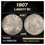1907 Liberty Nickel 5c Grades ms65