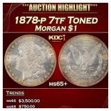 1878-p 7tf Morgan Dollar Toned $1 ms65+ SEGS