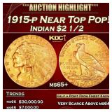 1915-p Gold Indian Quarter Eagle Near Top Pop! $2