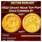 1922 Grant Gold Commem Dollar Near Top Pop! 1 ms67