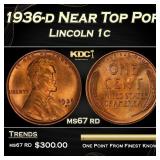 1936-d Lincoln Cent Near Top Pop 1c ms67 rd SEGS