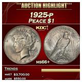 1925-p Peace Dollar $1 ms66+ SEGS