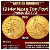 1914-p Gold Indian Quarter Eagle Near Top Pop! $2