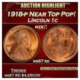 1918-p Lincoln Cent Near Top Pop! 1c ms67 rd SEGS