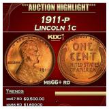 1911-p Lincoln Cent 1c ms66+ rd SEGS