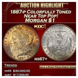 1887-p Morgan Dollar Colorfully Toned Near Top Pop