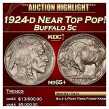 1924-d Buffalo Nickel Near Top Pop! 5c ms65+ SEGS