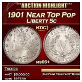 1901 Liberty Nickel Near Top Pop 5c ms66+ SEGS