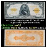1922 $50 Large Size Gold Certificate Grades Select