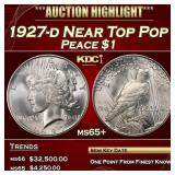 1927-d Peace Dollar Near Top Pop $1 ms65+ SEGS