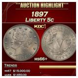 1897 Liberty Nickel 5c ms66+ SEGS