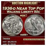1936-d Walking Liberty Half Dollar Near Top Pop 50