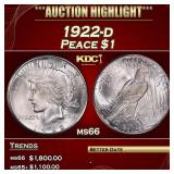 1922-d Peace Dollar $1 ms66 SEGS