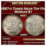 1887-o Morgan Dollar Toned Near Top Pop $1 ms65+ S