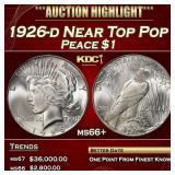 1926-d Peace Dollar Near Top Pop $1 ms66+ SEGS