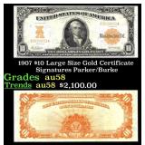 1907 $10 Large Size Gold Certificate Grades Choice