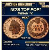 1878 Proof Indian Cent TOP POP! 1c pr67 rb SEGS