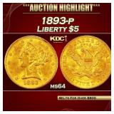 1893-p Gold Liberty Half Eagle $5 ms64 SEGS