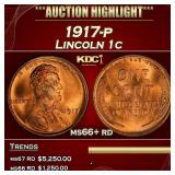 1917-p Lincoln Cent 1c ms66+ rd SEGS