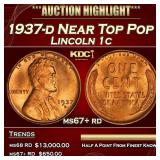1937-d Lincoln Cent Near Top Pop 1c ms67+ rd SEGS
