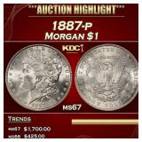 1887-p Morgan Dollar $1 Grades ms67