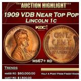 1909 VDB Lincoln Cent Near Top Pop! 1c ms67+ rd SE