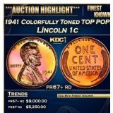 1941 Proof Lincoln Cent Colorfully Toned TOP POP!