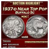1937-d Buffalo Nickel Near Top Pop 5c ms68 SEGS