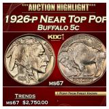1926-p Buffalo Nickel Near Top Pop 5c ms67 SEGS