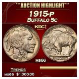 1915-p Buffalo Nickel 5c ms66 SEGS