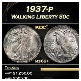 1937-p Walking Liberty Half Dollar 50c ms66+ SEGS