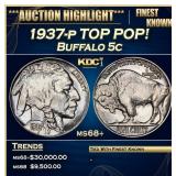 1937-p Buffalo Nickel TOP POP! 5c ms68+ SEGS