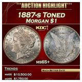 1887-s Morgan Dollar Toned $1 ms65+ SEGS