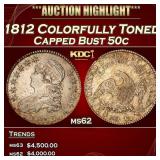 1812 Capped Bust Half Dollar Colorfully Toned 50c