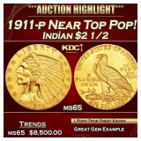 1911-p Gold Indian Quarter Eagle Near Top Pop! $2