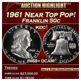 1961 Proof Franklin Half Dollar Near Top Pop! 50c