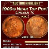 1909-s Lincoln Cent Near Top Pop! 1c ms66+ rd SEGS
