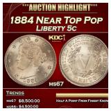 1884 Liberty Nickel Near Top Pop 5c ms67 SEGS