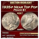 1935-p Peace Dollar Near Top Pop $1 ms66+ SEGS