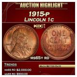 1915-p Lincoln Cent 1c ms65+ rd SEGS
