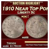 1910 Liberty Nickel Near Top Pop 5c ms66 SEGS