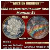 1882-cc Morgan Dollar Monster Rainbow Toned $1 ms6