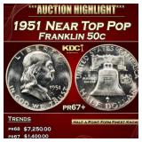1951 Proof Franklin Half Dollar Near Top Pop 50c p