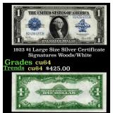 1923 $1 large size Silver Certificate Grades Choic