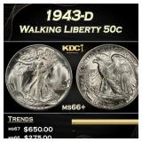1943-d Walking Liberty Half Dollar 50c ms66+ SEGS