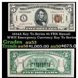 1934A $5 FRN Hawaii WWII Emergency Currency Key To