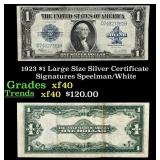 1923 $1 large size Silver Certificate Grades xf Si