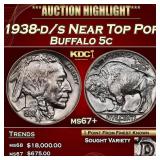 1938-d/s Buffalo Nickel Near Top Pop 5c ms67+ SEGS